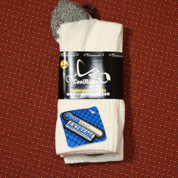 NWT CoolRider Performance Socks  2 pair per pack White/Grey Extreme Performance - Picture 1 of 4
